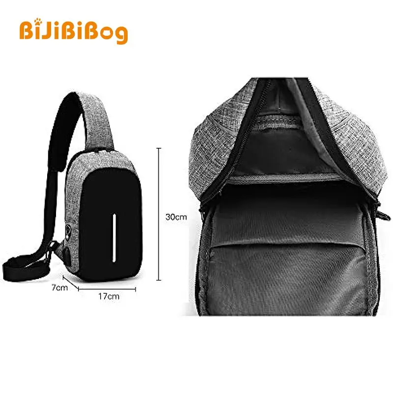 Multifunction Crossbody Chest Bag Men USB Charging Port Messengers Pack Waterproof Sling Shoulder Bags for Male Bolsas Masculina