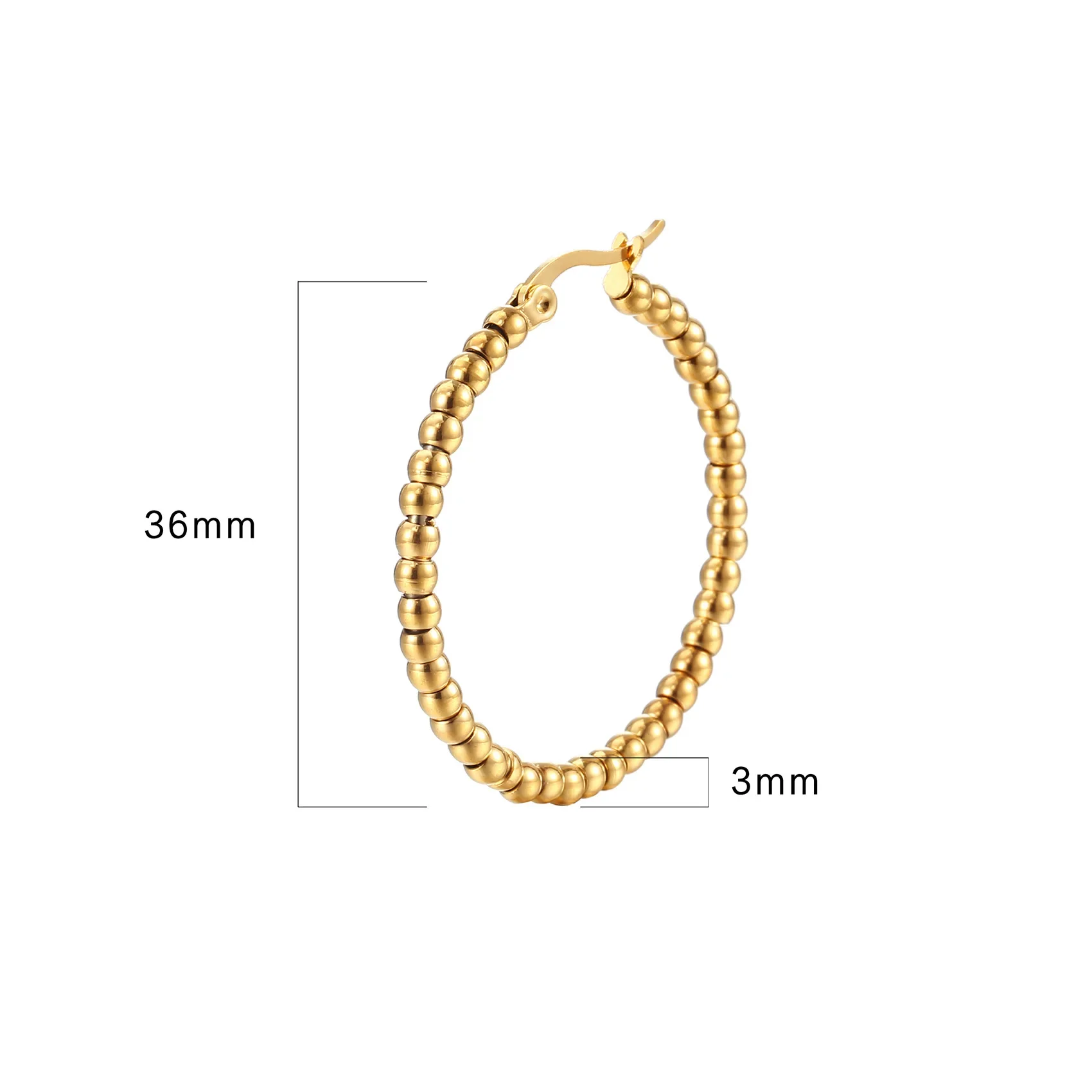 Flyfyp Позолоченные шикарные водонепроницаемые серьги-кольца из нержавеющей стали