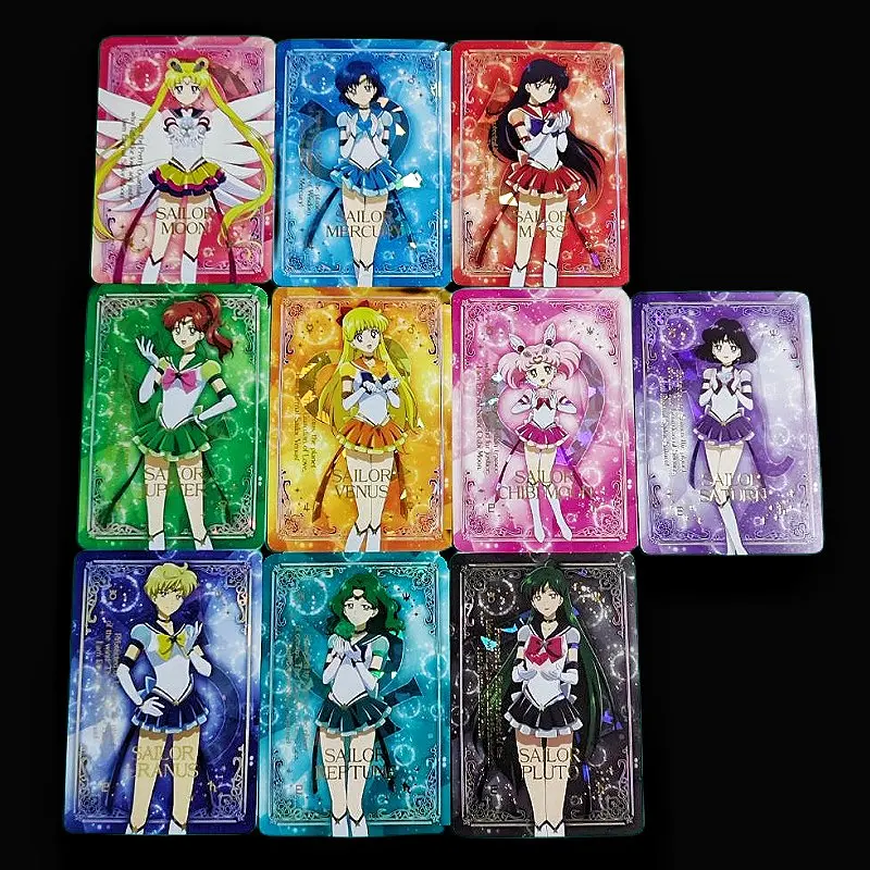 

9pcs/set Sailor Moon Flash Card Sailor Saturn Tsukino Tenoh Usagi Haruka Kino Makoto Anime Girl Character Collect Game Card Gift