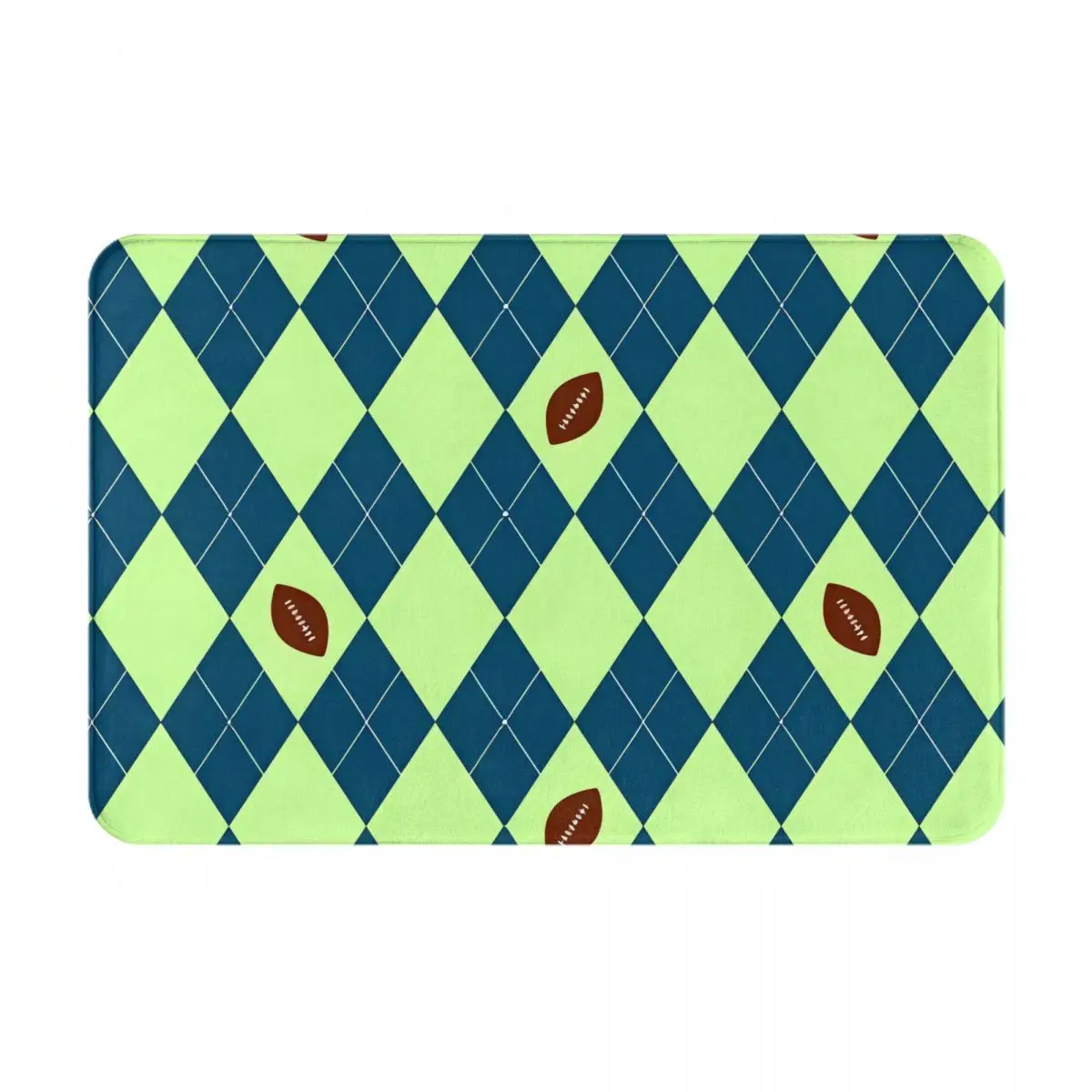 

Green Grid Door Mat Outdoor Indoor Welcome Mats, Cute Cat Front Doormat, Non Slip Durable Entrance Rugs for Front Door,16 x 24in