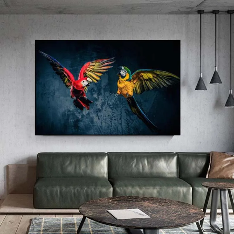Красивый попугай птица граффити Искусство Холст Живопись Красочные животные