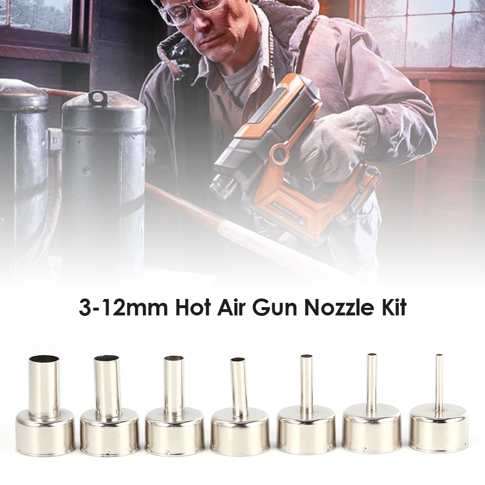 

3-12mm Stainless Steel Hot Air Gun Nozzle Kit for 858D Soldering Station Gun Tip Station Gun Blower Round Nozzles