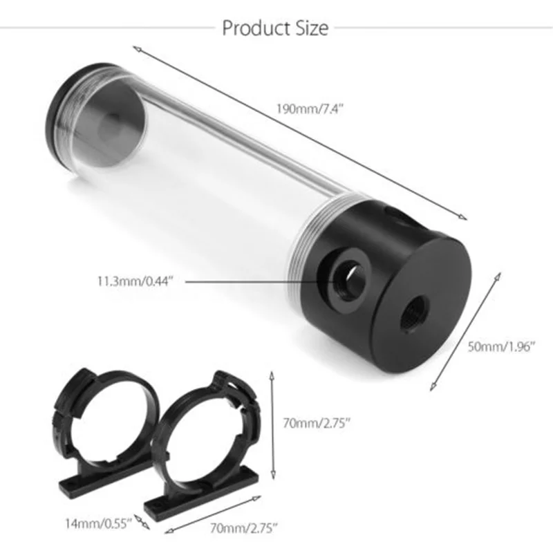 

Cylinder Reservoir Water Tank Liquid Cooling Radiator w/ Bracket G1/4 50x190mm