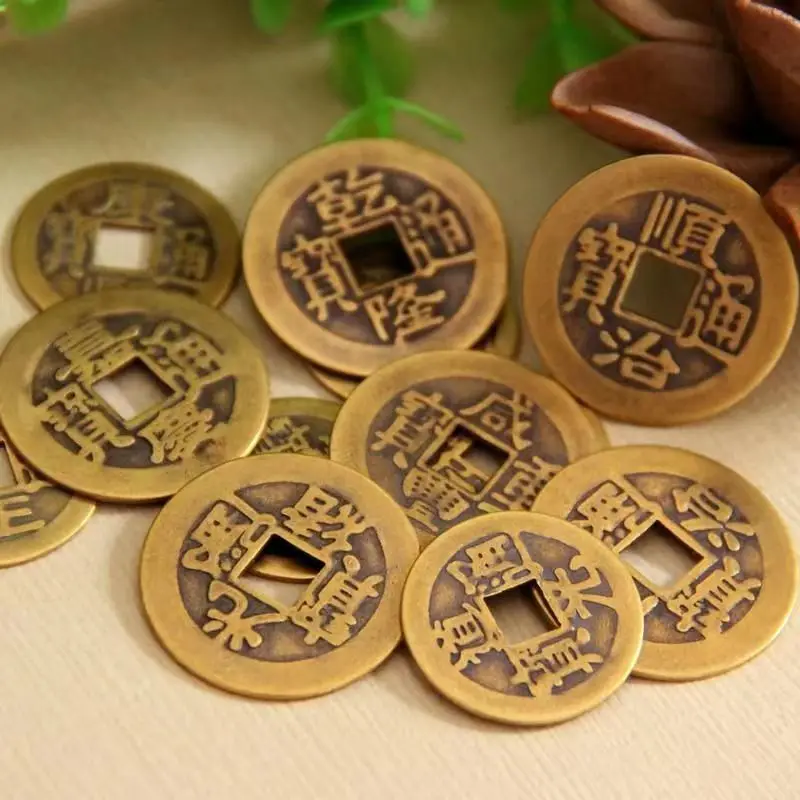 

20Pcs Alloy Feng Shui Chinese Dragon Phoenix Copper Coins Lucky Ancient For Fortune Emperors Home Decor Retro Collectible Gifts