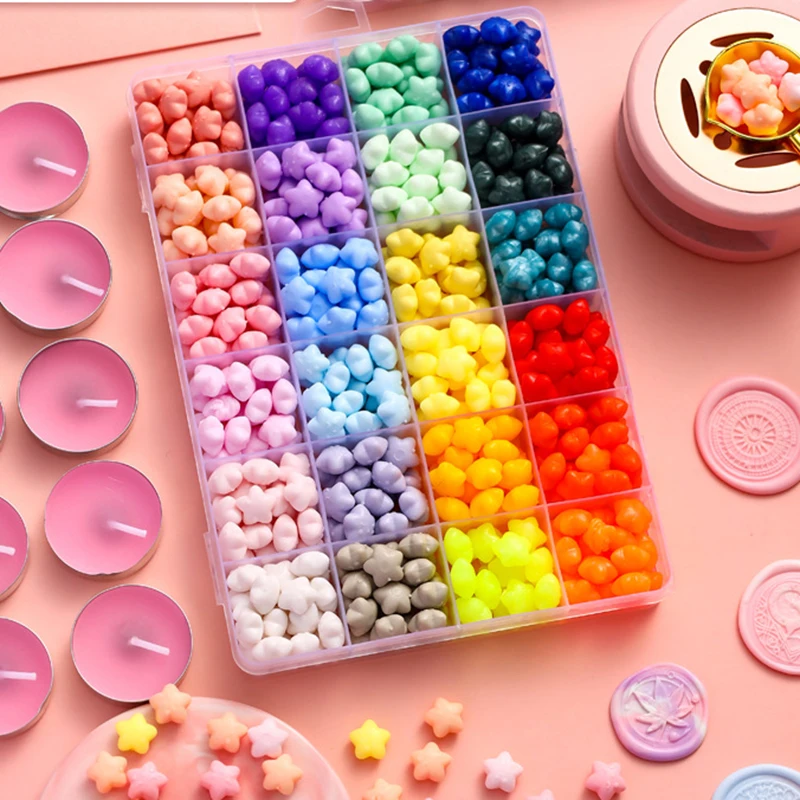 

24 colors Retro Sealing Wax Seal Stamp Wax Beads Sakura Star Sealing Stamp For DIY Envelope Letter Wedding Invitation Scrapbook