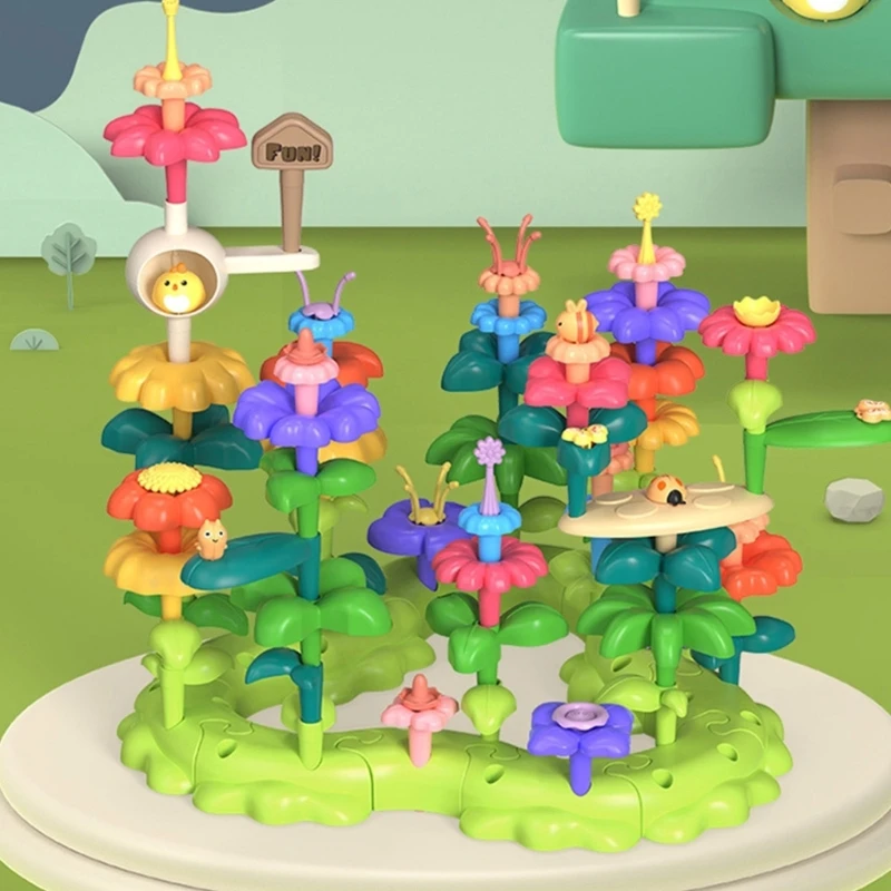 

Flower Garden Building Blocks Toy Flower Building Block Gardening Pretend Toy Stacking Game for Toddler STEM Toy