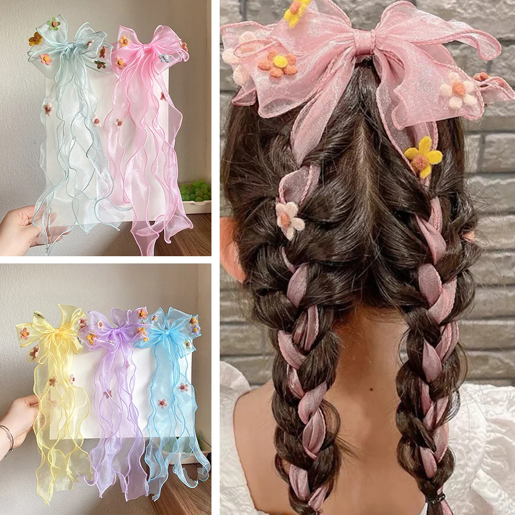 

1PCS New Children Big Bow Ribbon Hairpin Mesh Flowers Girls Hair Clips Children's Day Gift HeadWear Hair Accessories