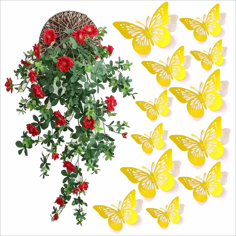 

12 Hollowed out Butterfly wallpaper 3D imitation metal butterfly Home living room background wall decoration creative stickers