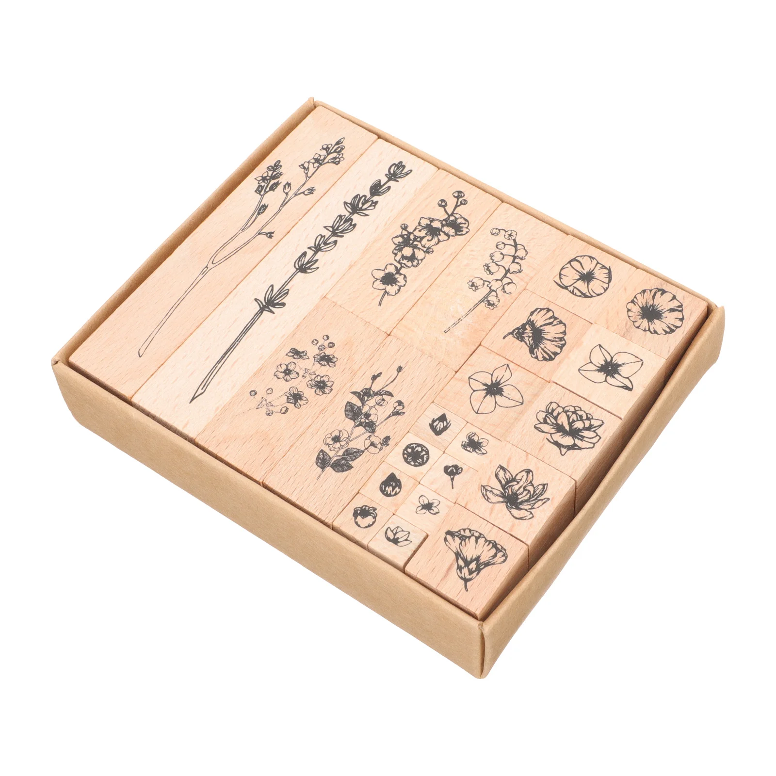 

Stamp Stamps Wooden Rubber Scrapbooking Wood Set Flower Decorative Vintage Craft Diy Making Mounted Diary Crafts Floral