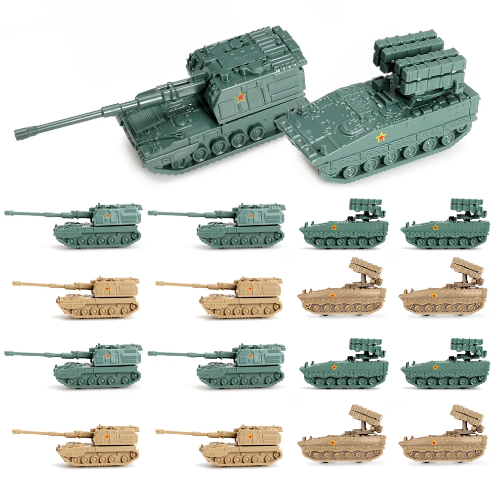 ViiKONDO 16 Pcs Toy Tank Playset 1/144 Scale Chinese Anti-Tank Missile VS Self-Propelled Howitzer Military Model for Boys & Men