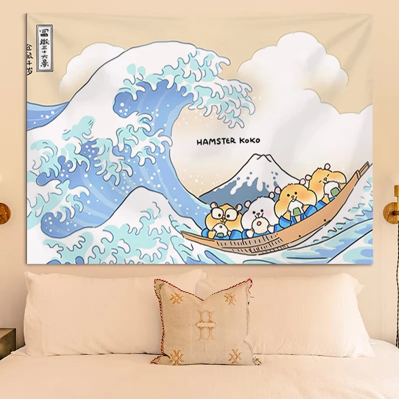 

Великолепные волнистые обои, гобелены, украшение для стен, декор для спальни, украшения, эстетические гобелены, головные уборы, домашнее кавайное искусство для спальни