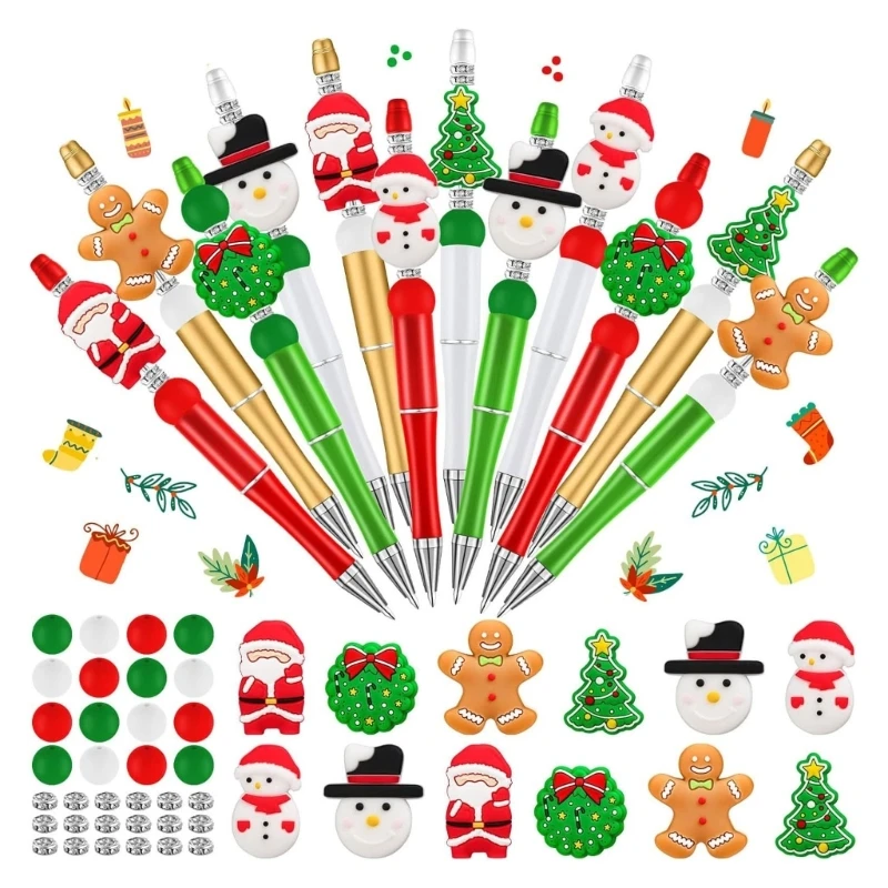 

Красочный рождественский набор ручек, мультяшный брелок с шариковыми ручками для школы, офиса и ведения журнала, подарок на сам»