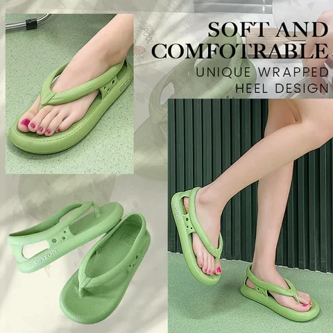 Summer Non-Slip Clip Toe Flip-flops Slippers for women's home wear couple indoor bathroom bath sandals EVA material sole Steppin