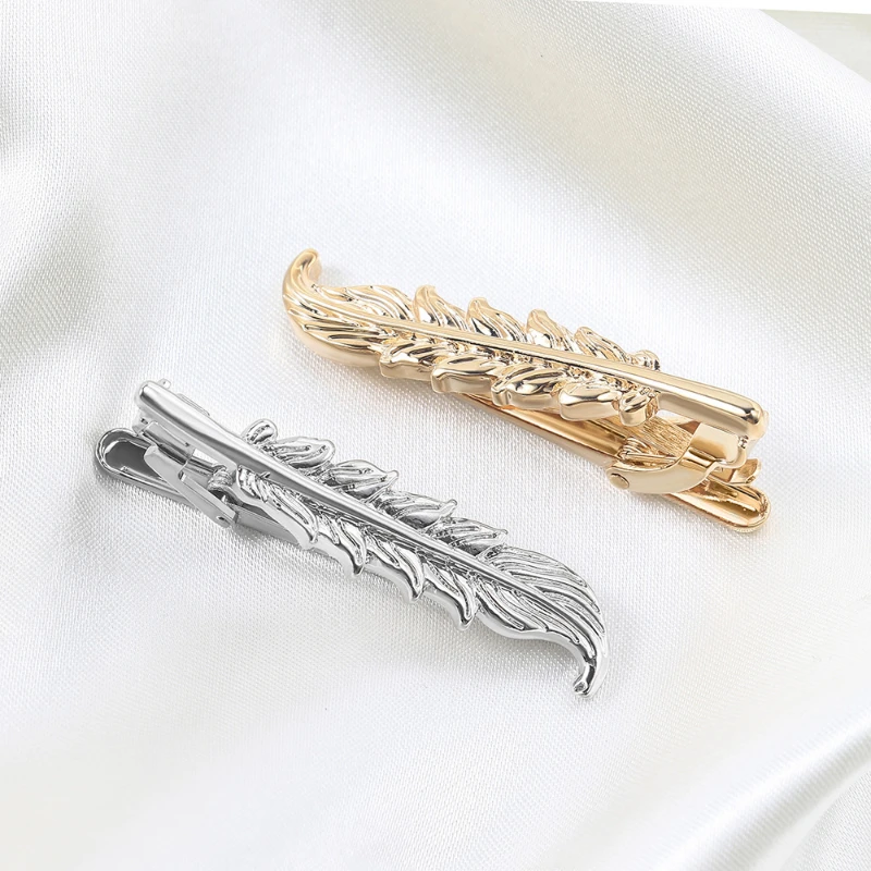 

Fashion Gold Color Feather Metal Tie Clip Exquisite Men's Business Casual Shirt Tie Clip Hundred Matching Accessories