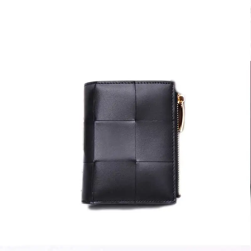

Women Designer Wallet High Quality Leather Coin Purse Fashion Cowhide Plaid Woven Credit Card Holder Luxury Brand Simple Card Ca