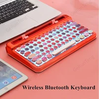 76 keys bluetooth wireless wired dual mode mechanical keyboard retro punk round keycap rechargeable mechanical keyboard