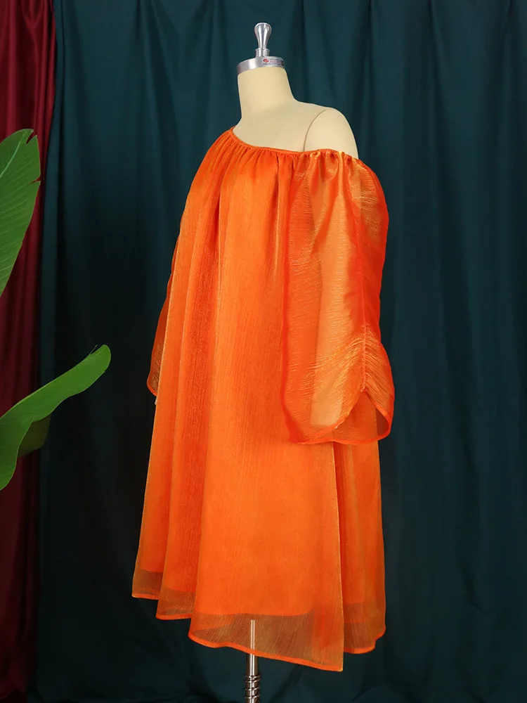 Plus Size Party Loose Dress Women One Shoulder Elegant Pretty Cloth Female Casual Prom 4xl Robe 2023 Summer Sale New Fluid Dress