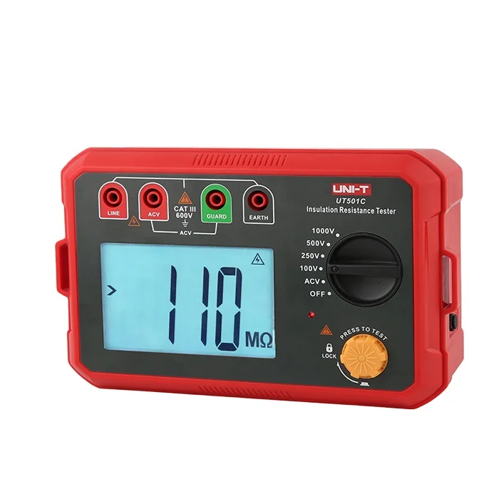 

UNI-T Insulation Resistance Tester UT501C UT502C 1000V Digital Megohmmeter With Large Scale Integrated Circuit