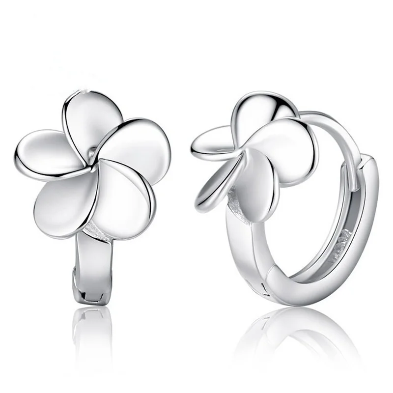 

Simple Flower Huggie Hoop Earrings for Women Girl Romantic Silver Color Stud Earring Small Circle Ear Clasp Korean Jewelry Gift