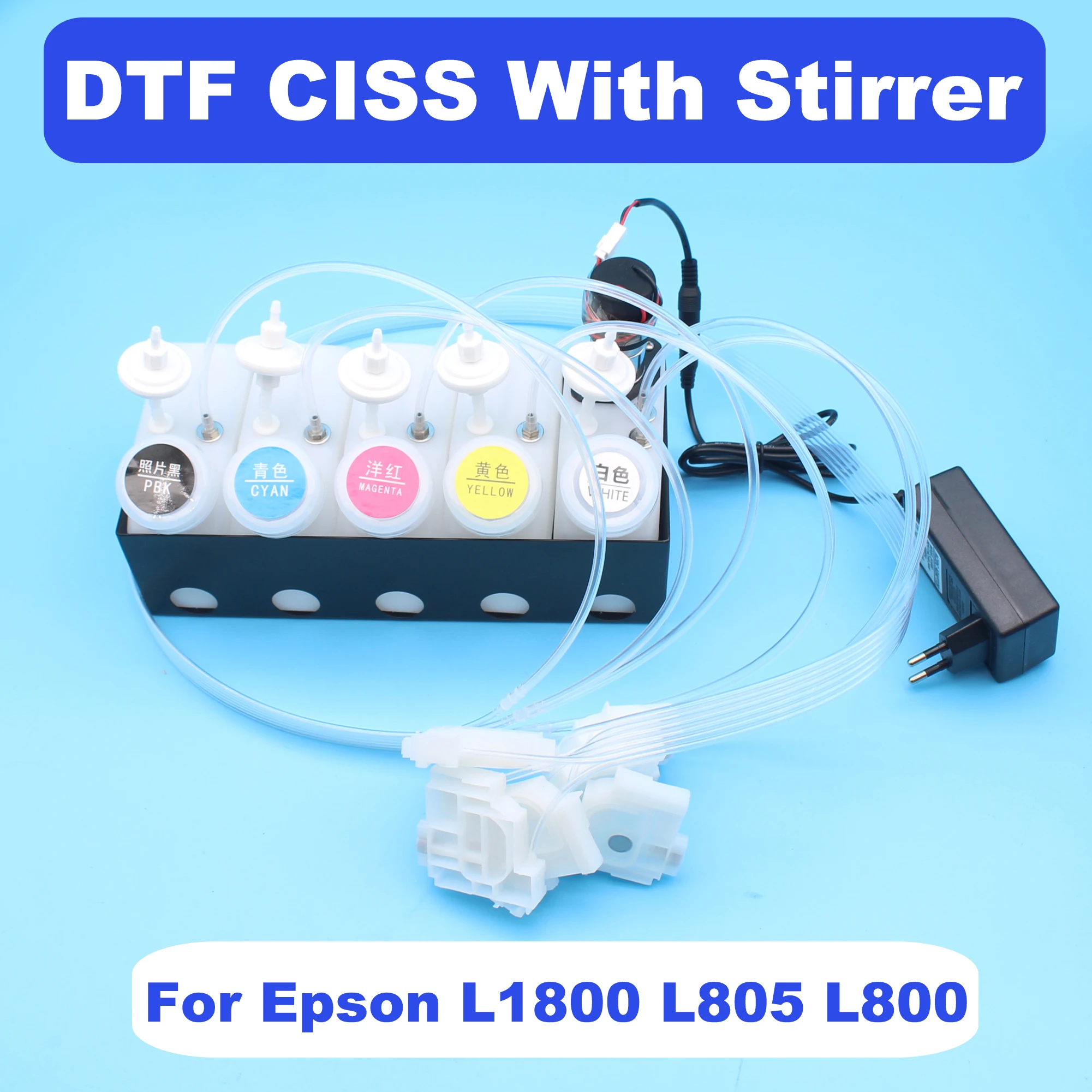 

DTF CISS Shake для Epson L1800 L800 L805 DTF, белый резервуар для чернил с мешалкой, Миксер для принтера, BIS резервуар, система непрерывной подачи чернил