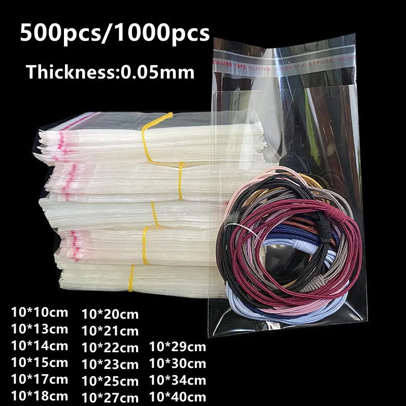 

500/1000pcs Wide 10cm Transparent Plastic Self Adhesive Bags Of Sweet Candy Cookie Chocolate Packaging Jewelry Cellophane Pouch