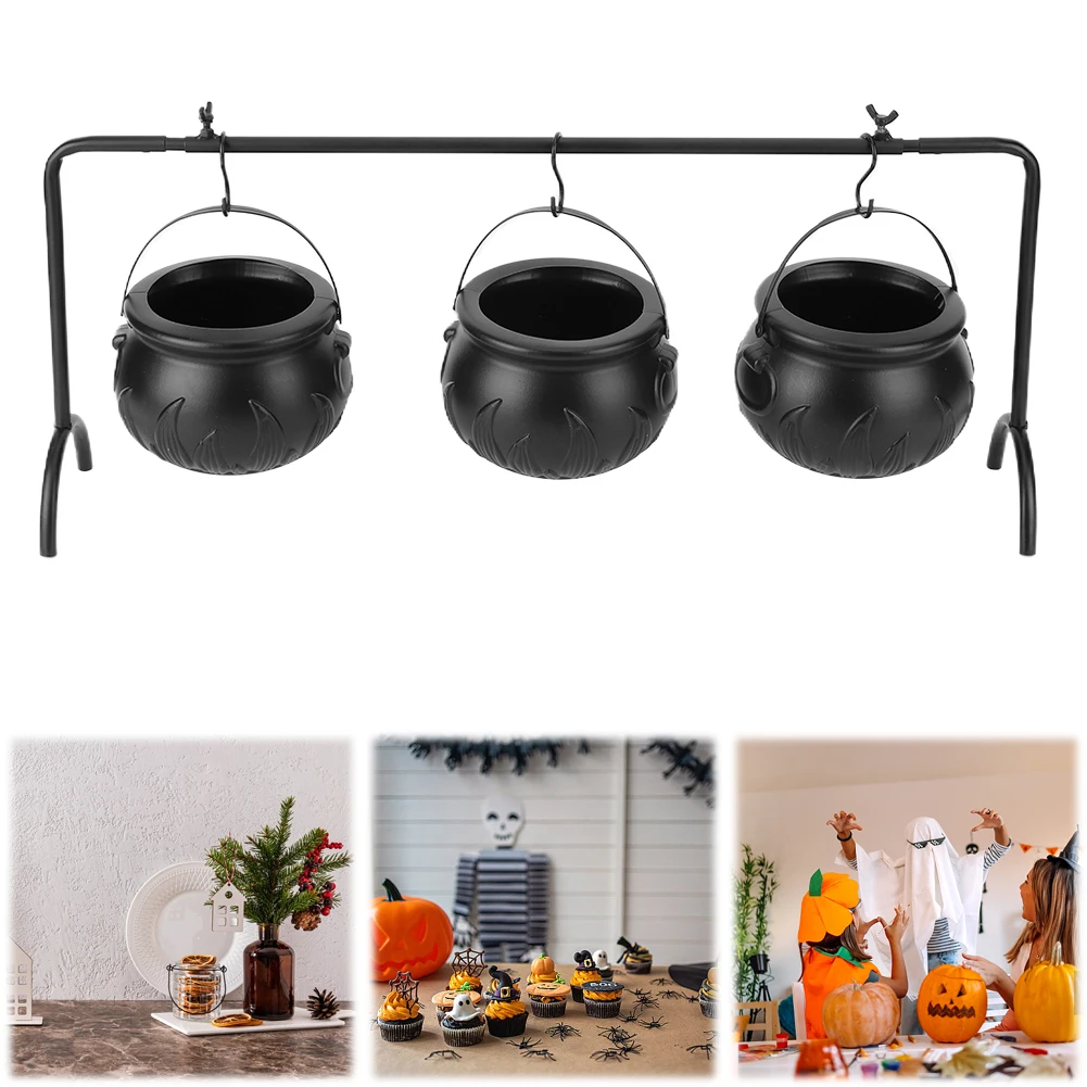 Набор Из 3-х Черных Котел Пластиковые Мелки Украшения Для Хэллоуина Ведра Конфет