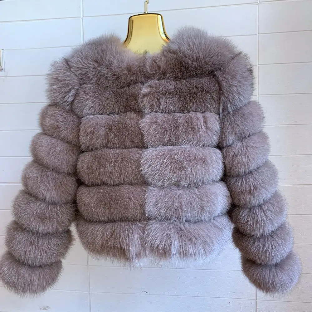 Пальто из натурального меха лисы наряд с длинными рукавами качественные женские