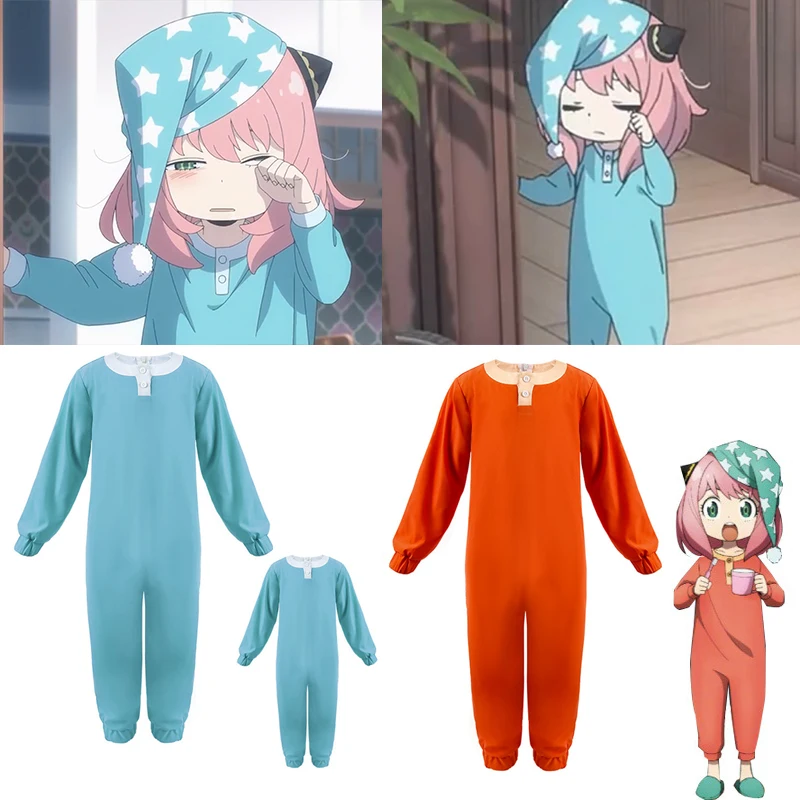 

Anime SPY X FAMILY Anya Forger Jumpsuits Pajamas Cosplay Costume Home Sleepwear Cap Hat Accessories Set Prop Christmas Gift