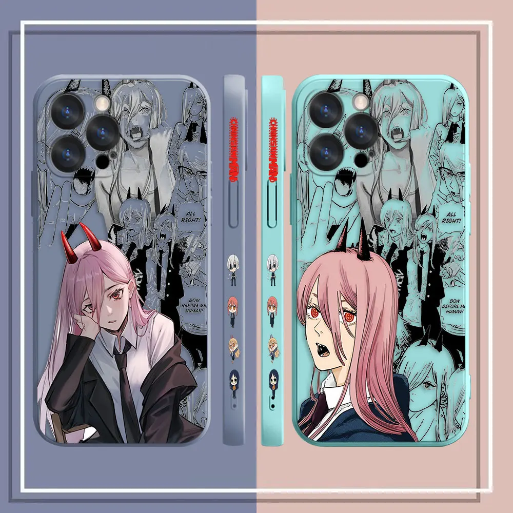 Phone Case For Apple iPhone 14 13 12 11 Pro XS Max Mini X XR SE 7 8 6S Plus Case Cover Funda Cqoue Shell Capa Chainsaw Man POWER