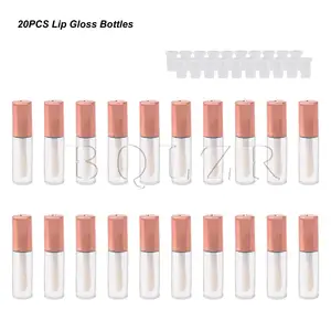 BQLZR 20Pcs Rose Gold 1.2ml Empty Plastic Lip Gloss Tubes Lip Balm Bottle Container