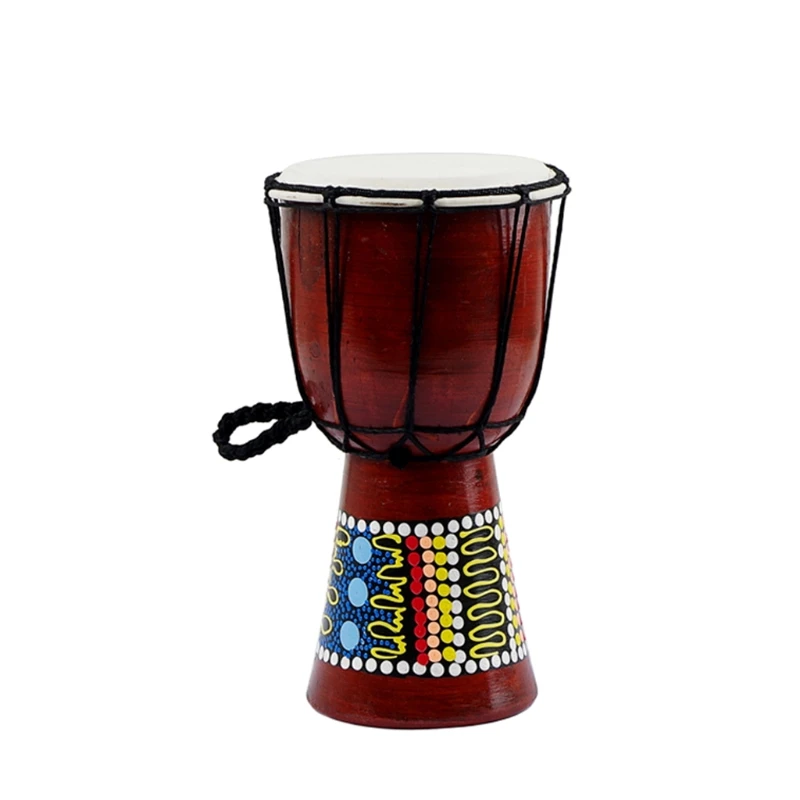 5 Inch Professional Traditional African for Bongo Congo Djembe Drum Classic Wooden Colorful Painting Faux Goatskin Good Sound