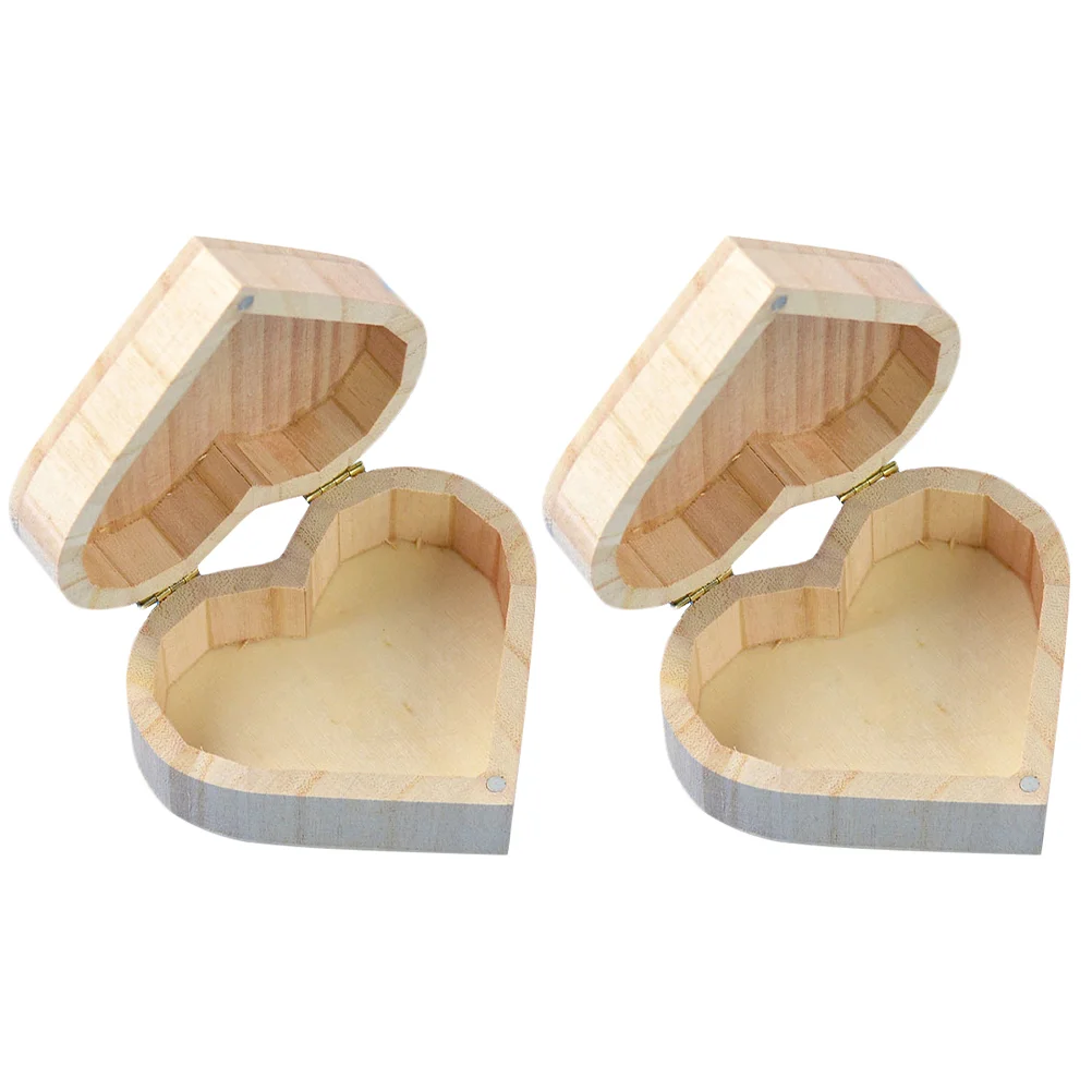

Box Wooden Heart Boxes Jewelry Gift Storage Wood Craft Shapelid Withshaped Wrapping Case Ring Container Cases Mini