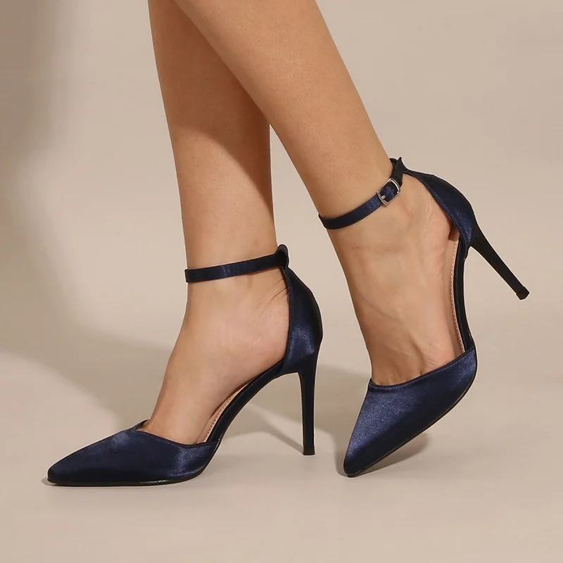 New Large Size Pointed Toe Stiletto High Heels Women's 2022 One Word Belt Bag Heel Buckle Sandals Luxury Sandals Women Designers