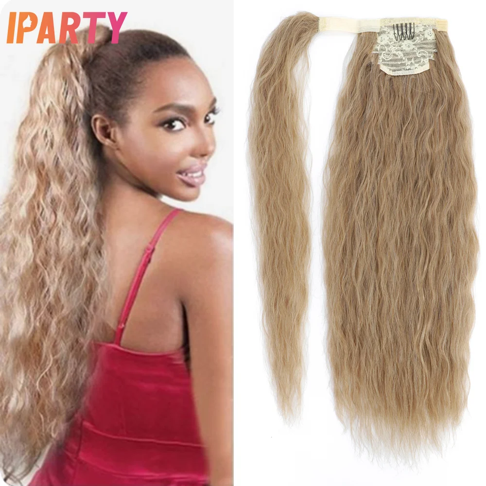 

Iparty Heat Resistant Synthetic Ponytail Multi Color Optional Wheat Color Long Kinky Curly Hair Extension Daily Party Cosplay