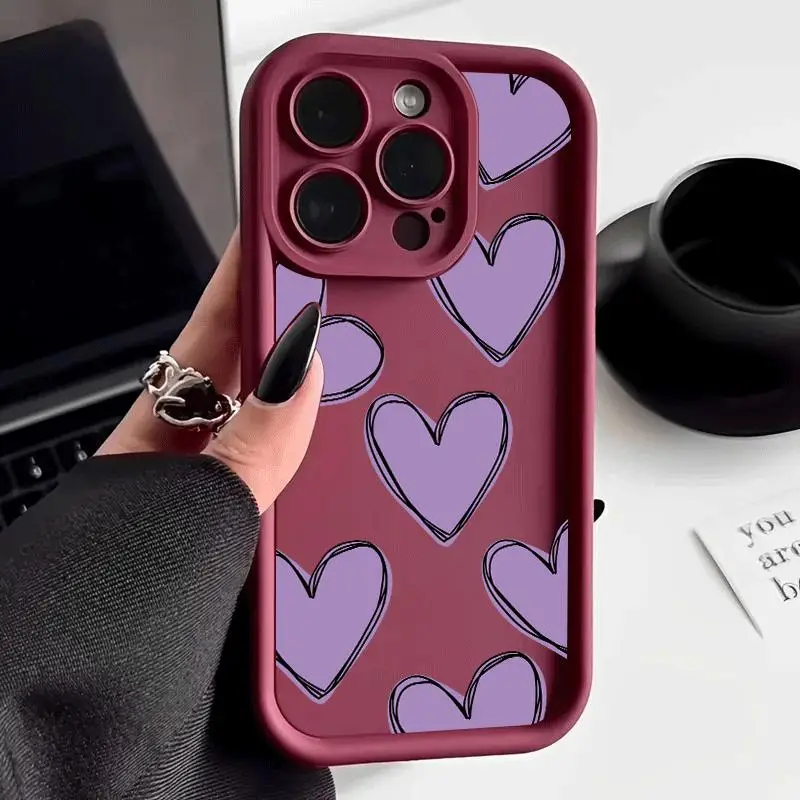 Love Heart Black Phone Case for Xiaomi Mi 11 Lite 12T Pro Poco X3 X5 X3NFC Soft Cover Funda