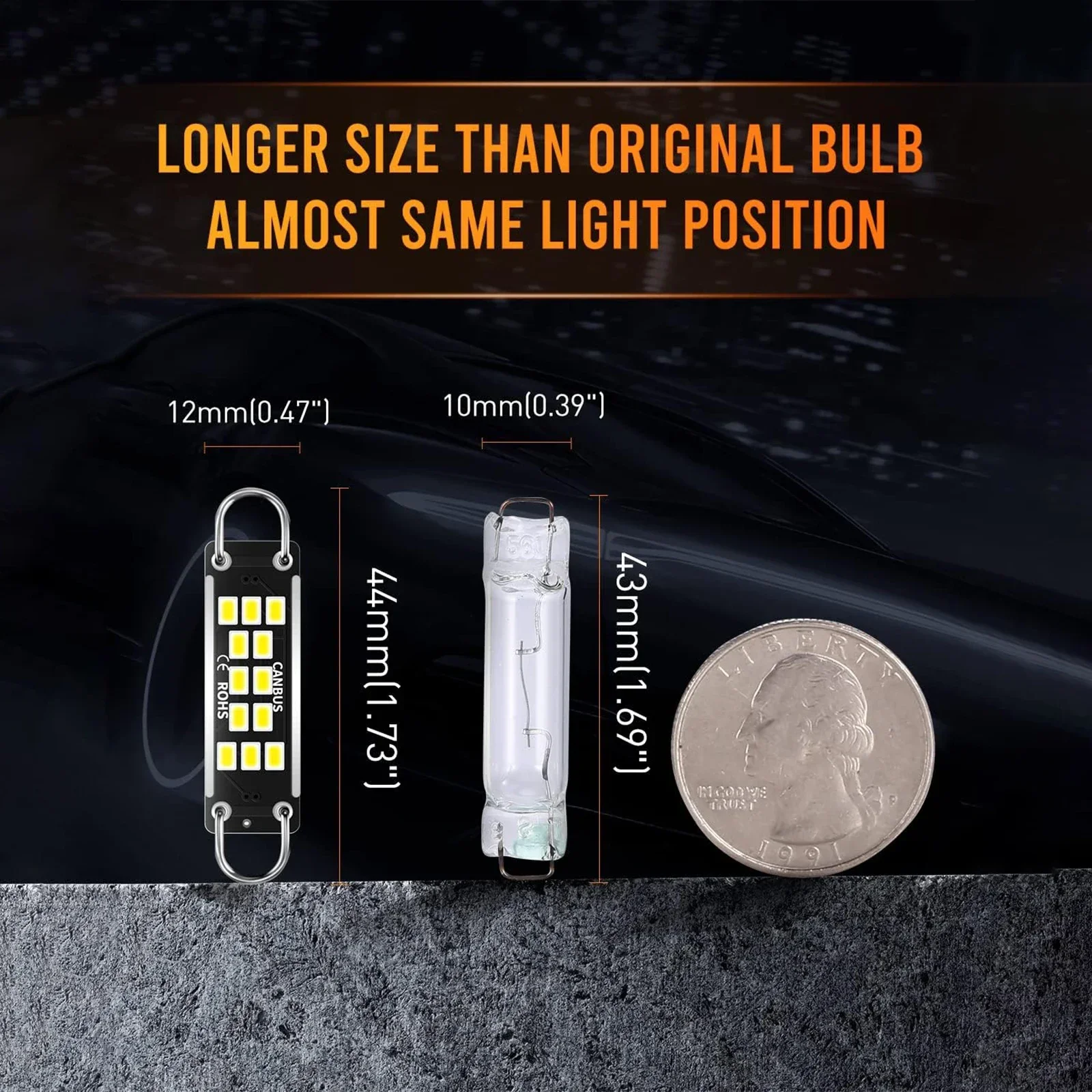 Автомобильная сверхъяркая фестон C5W 44 мм 2P постоянный ток 12 В 561 562 567 564 3020 шт.