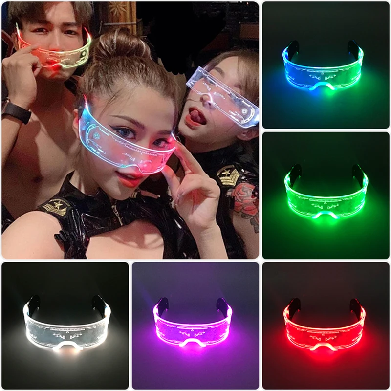 

Cool Luminous Colorful LED Light Up Glasses Glowing Neon Light Flashing Party Glasses for Nightclub DJ Dance Party Decor Lamps