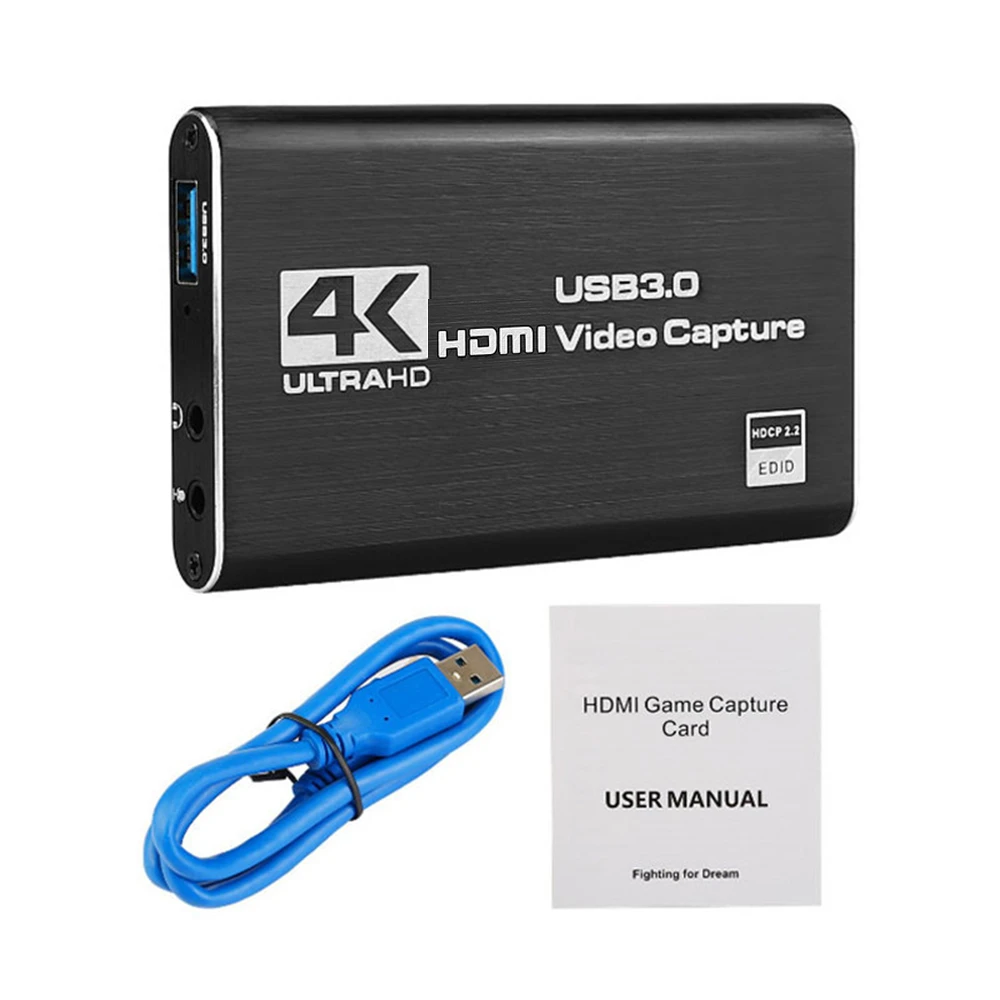 

4K HDMI-совместимая карта видеозахвата USB 3,0 1080P 60fps HD видеозаписывающее устройство захват для захвата груди игровой карты живой