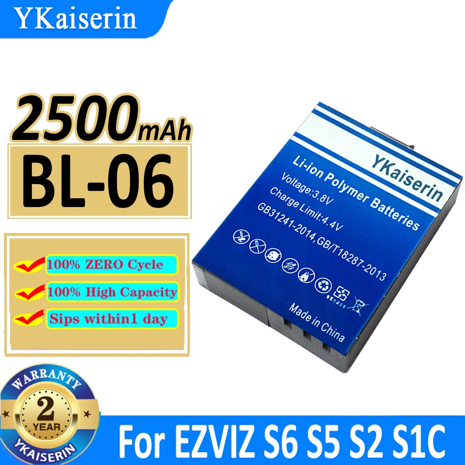 

YKaiserin Battery BL-06 1160mAh For EZVIZ S6 S5 S2 S1C Bateira +Track NO