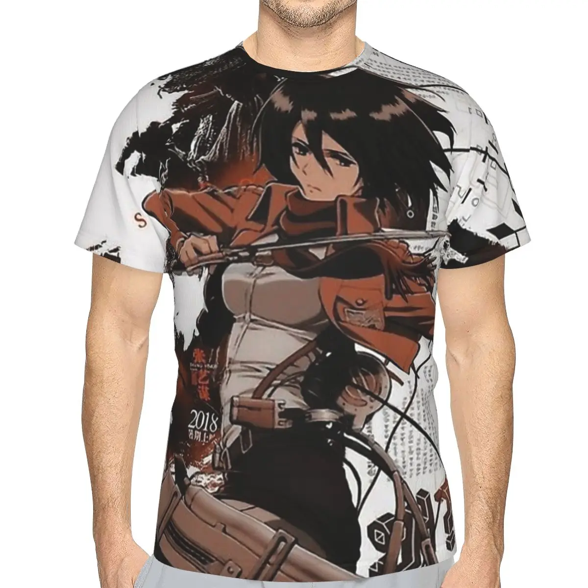 

Attack On Titan Eren Jager Mikasa Ackerman Armin Arlert Polyester TShirts Cool Personalize Men's Thin T Shirt Hipster Tops