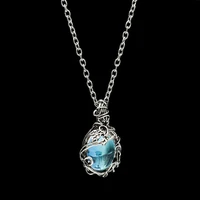 moonstone pendant necklace artificial gems alloy rattan vintage women necklaces for lady girls waterdrop stone necklace jewelry