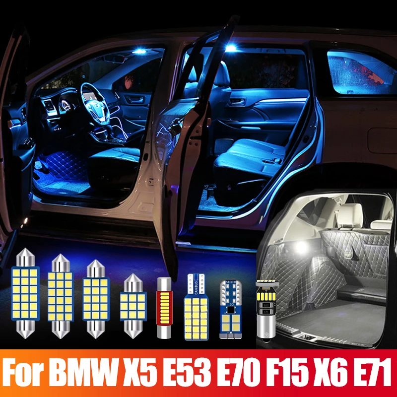

For BMW X5 E53 E70 F15 X6 E71 Canbus Car LED Kit Interior Dome Reading Lamps Vanity Mirror Glove Box Trunk Lights Accessories