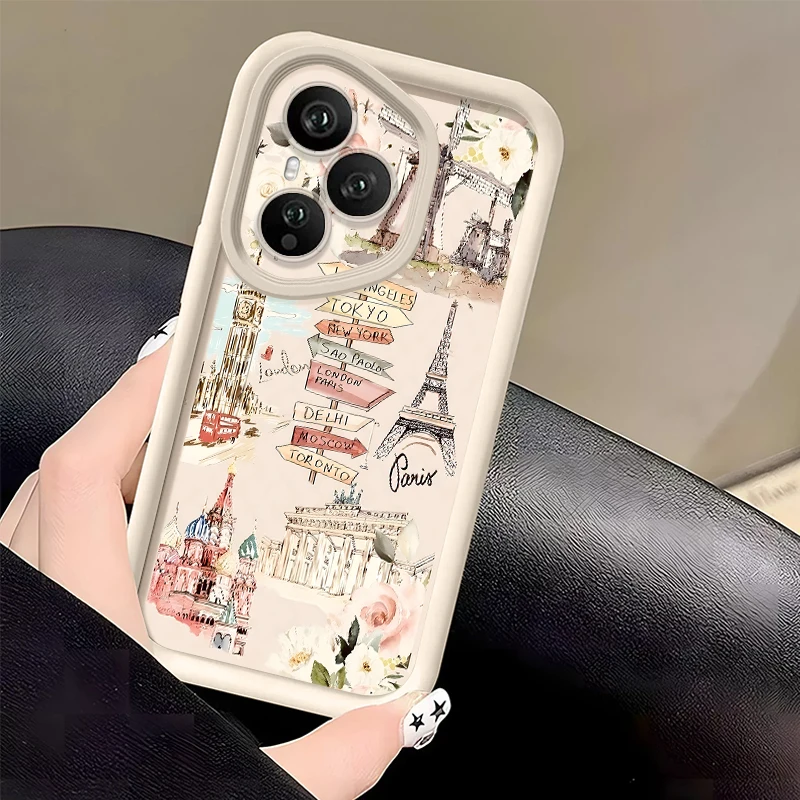 Фото Мягкий силиконовый чехол для Honor 400 200 Pro Magic7 Lite X8c X9c Smart X6a X6b X6c с узором «Коллаж» для повседневного использования, противоударный №5