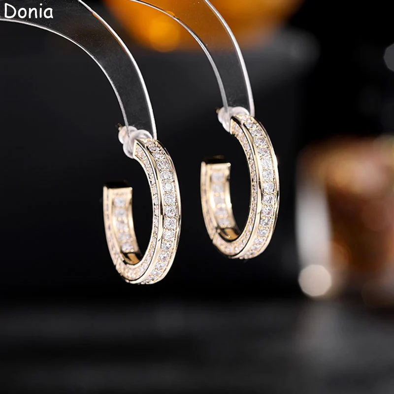 Donia Jewelry European and American fashion C-shaped earrings wild cute micro-inlaid AAA zircon line earrings