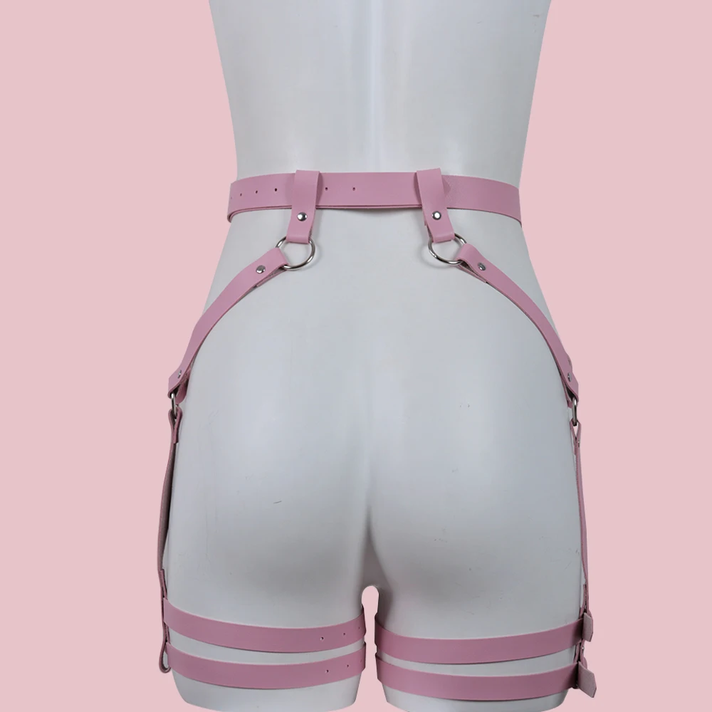 Розовый кожаный Клетчатый Ремень ремни для тела женское белье подтяжки бондаж в