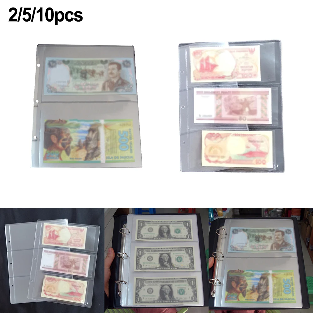 

Pages For Banknote Album 1 Page With 2/3-slot Transparent Paper Money Protective Coin Commemorative Coin Storage Supplies