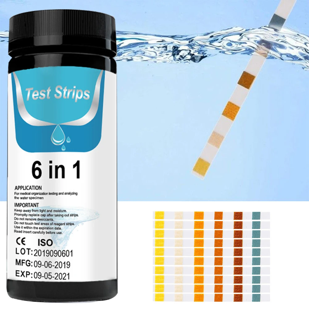 

50pcs Test Strip Hardness Swimming Pool Tester Paper 6 in 1 PH Value Alkalinity Swimming Portable Outdoor Elements