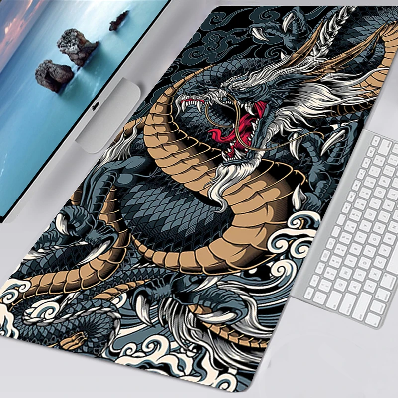 

Dragon Mouse Pad Black and White Deskmat Playmat Laptop Japan Anime Gaming Keyboard Rubber Pad Pad on The Table Mouse Mat Pc Rug