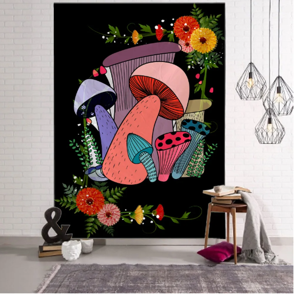 

Nordic Mushroom Decorative Wall Tapestry Mandala Bohemian Hippie Wall Decor Tapestry Living Room Bedroom Wall Decor
