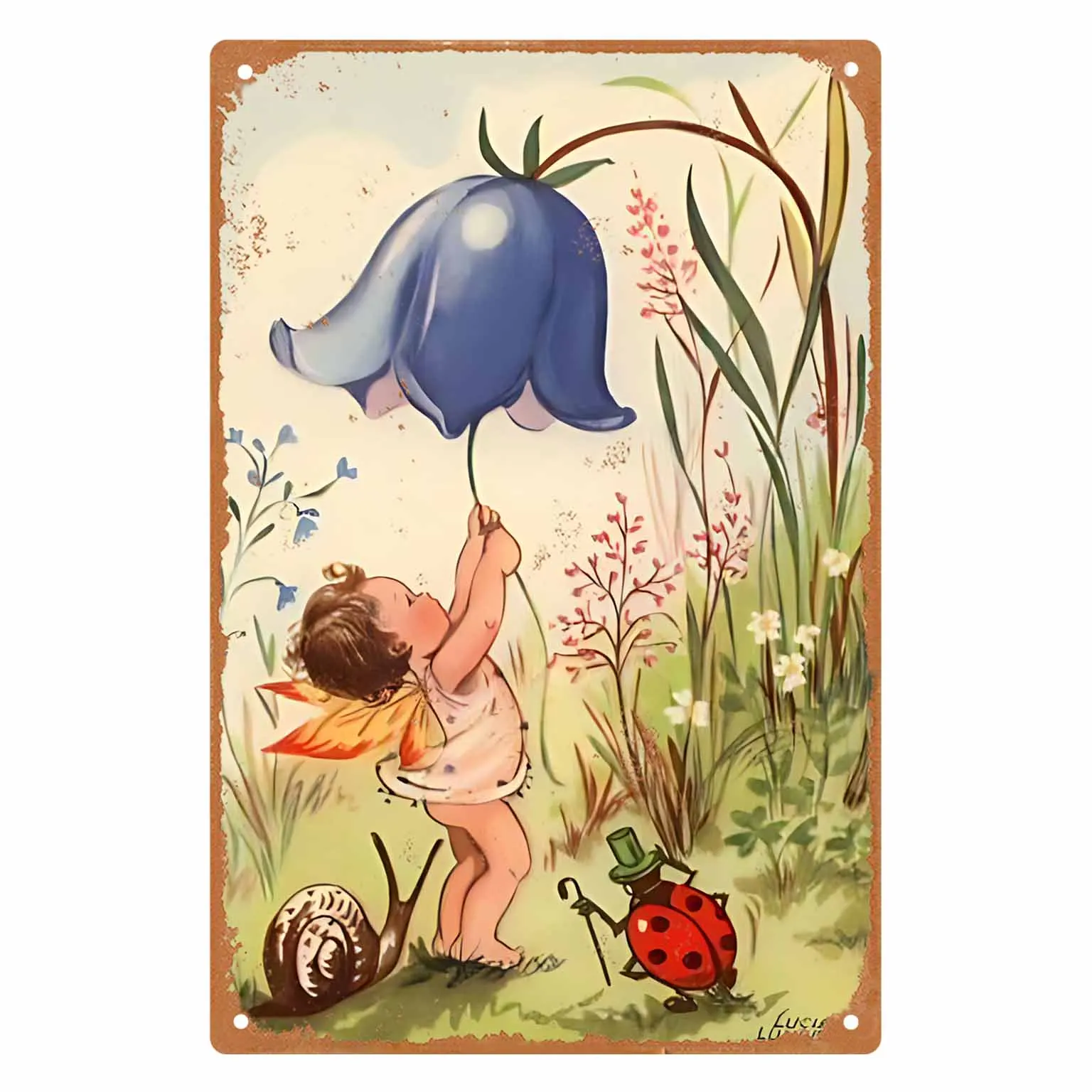 

Лепестковая фея со светящимся винтажным металлическим знаком, рамки для плакатов, кафе-бар, гараж, комната, настенное художественное украшение, табличка, подарок